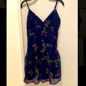 Navy blue floral dress